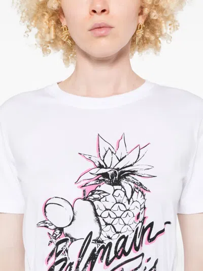 Balmain White Fruits Print T-shirt