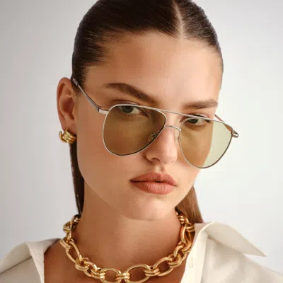 Le Specs The Duke 57mm Aviator Sunglasses In Silver