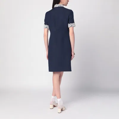 Valentino Indigo Blue Dress With Macramé Trim