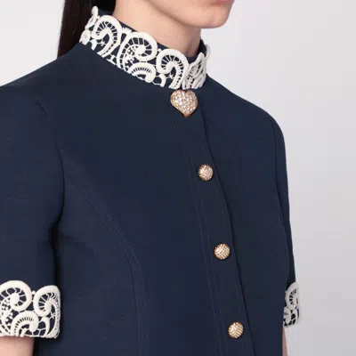 Valentino Indigo Blue Dress With Macramé Trim