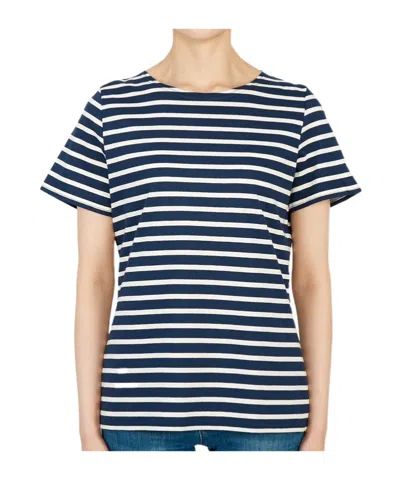 Saint James Levant Modern Navy Blue White T-shirt In Black