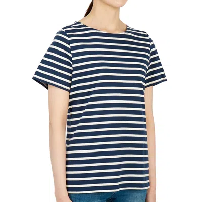 Saint James Levant Modern Navy Blue White T-shirt In Black