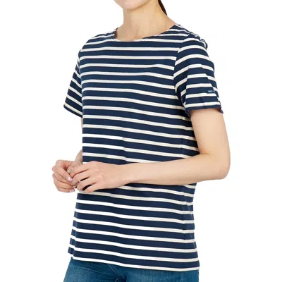 Saint James Levant Modern Navy Blue White T-shirt In Black