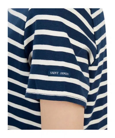 Saint James Levant Modern Navy Blue White T-shirt In Black