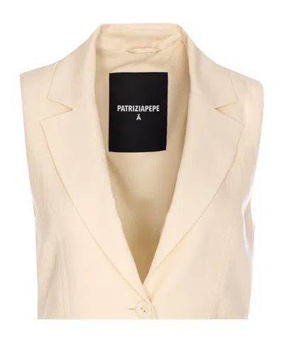 Patrizia Pepe Ivory Vest With Frontal Buttons Closure