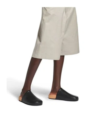 Balenciaga Men Leather Mules With Cork Insole In Black