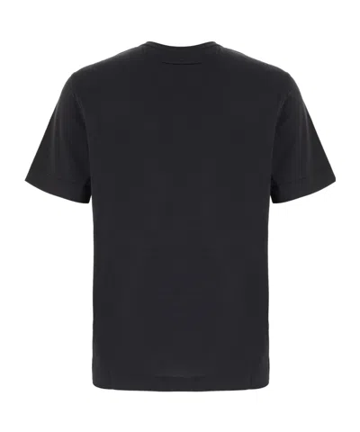 Zegna Navy Blue Piquet Cotton T-shirt In Black