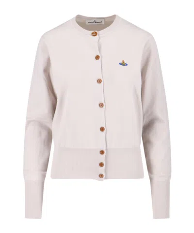 Vivienne Westwood Orb Embroidered Knit Cardigan In Neutral