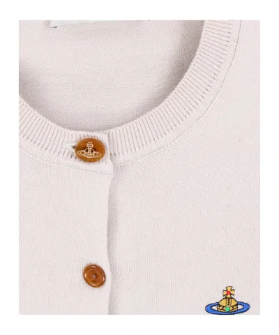Vivienne Westwood Orb Embroidered Knit Cardigan In Neutral