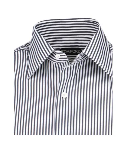 Tom Ford Striped Pattern Button-down Collar Long Sleeves Shirt In Multi