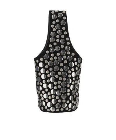 Khaite Livia Mini Studded Suede Tote Bag In Black