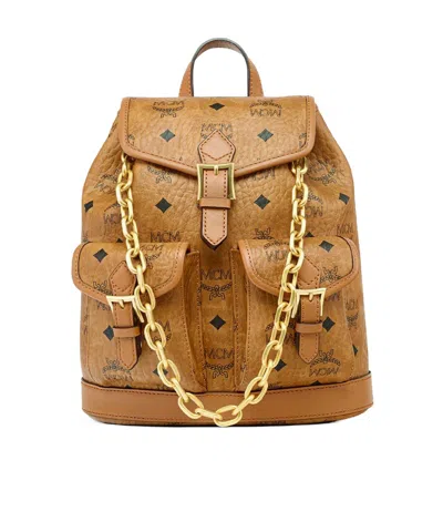 Mcm Straps Detail Hardware Pockets Handle In Brown