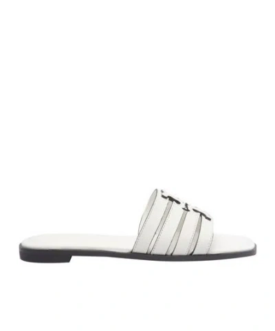 Tory Burch Ines Strappy Leather Flat Sandals In White