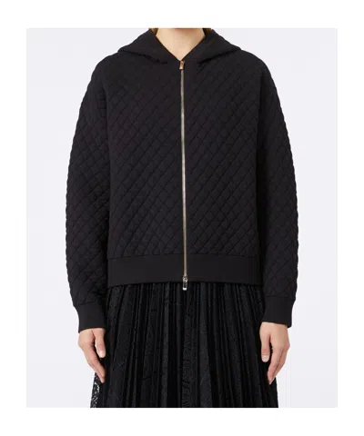 Max Mara Viscose Yarn Bomber Jacket In Black