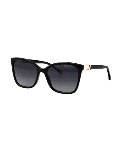 Carolina Herrera Her 56mm Gradient Rectangular Sunglasses In Black