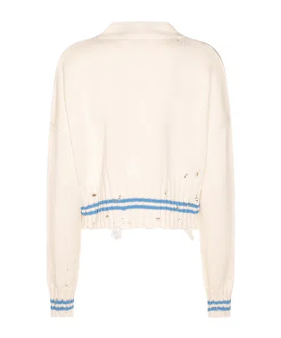 Marni Distressed Striped V-neck Knitwear In Multi
