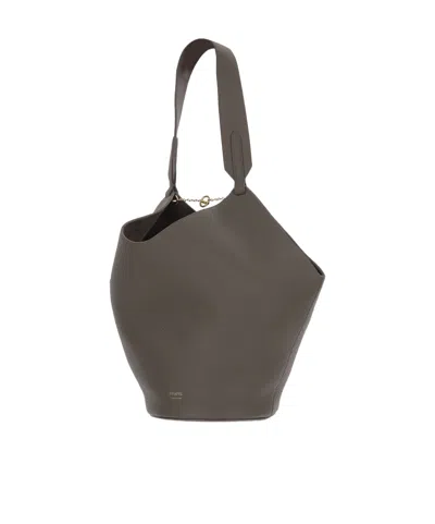 Khaite Dark Grey Lotus Small Tote In Gray