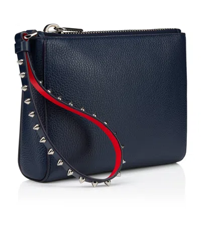 Christian Louboutin Embellished Clutch With Textured Finish And Wrist Strap In Black