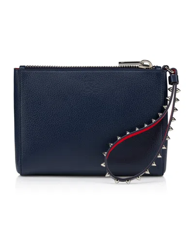 Christian Louboutin Embellished Clutch With Textured Finish And Wrist Strap In Black