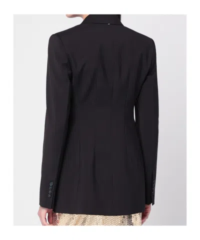 Sportmax Double-breasted Brown Wool Jacket In Black