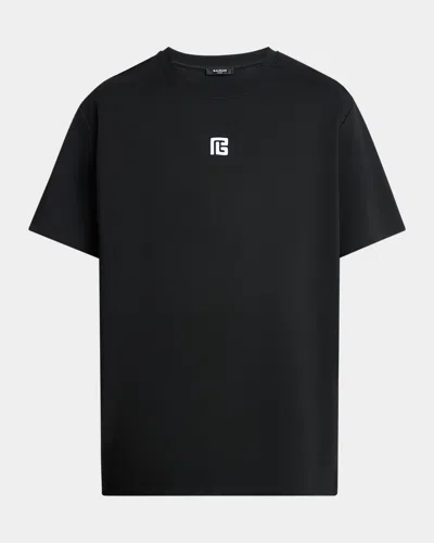 Balmain Logo Embroidered Crewneck T-shirt In Black