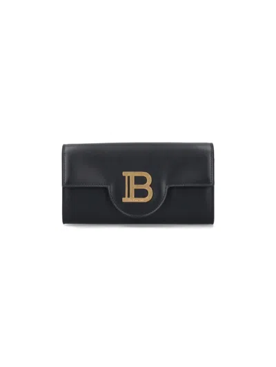 Balmain B-buzz Leather Chain Clutch In Black