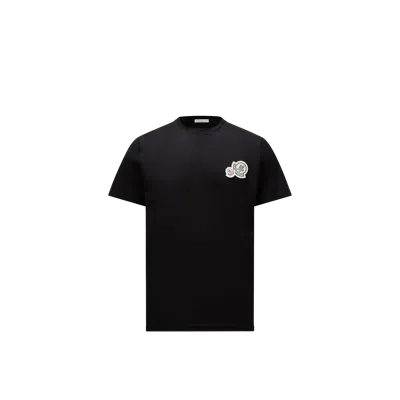 Moncler Crewneck T Shirt Featuring Multiple Patches In Black