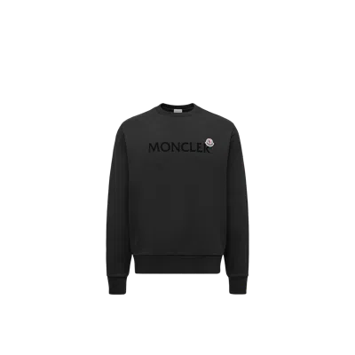 Moncler Logo Patch Cotton Sweatshirt In Black