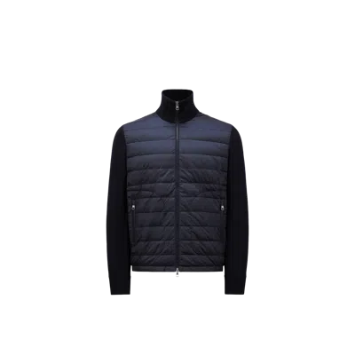 Moncler Long-sleeved Padded Cardigan In Blue
