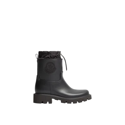 Moncler Drawstring Embosssed-logo Rain Boots In Black