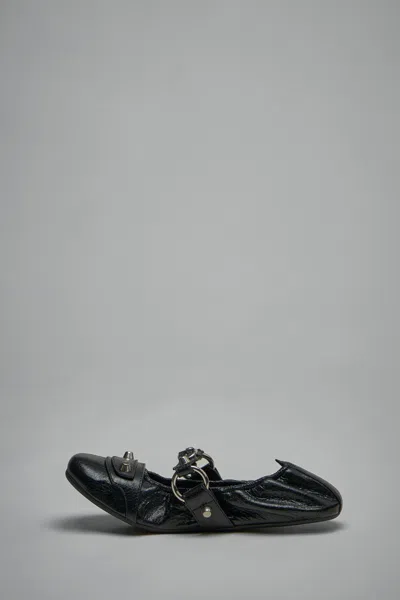 Balenciaga City Nappa Leather Ballet Flats In Black