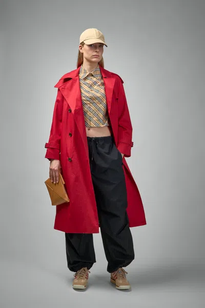 Burberry Long Castleford Trench Coat In Currant