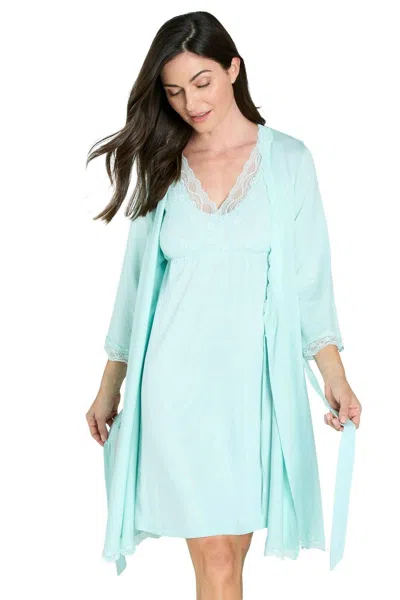 Twelve Eighty Eight Leslie Three Quarter Sleeve Robe In Misty Jade