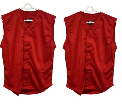 Tag Team Unisex 2 New Youth Button Down Sports Mesh Jersey Uniform Tank Tops In Red
