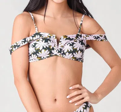Alexandra Miro Lola Bikini Top In Print D Small Pink Palm In Gray