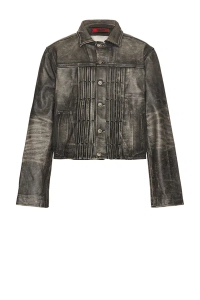 424 Leather Trucker Jacket Black