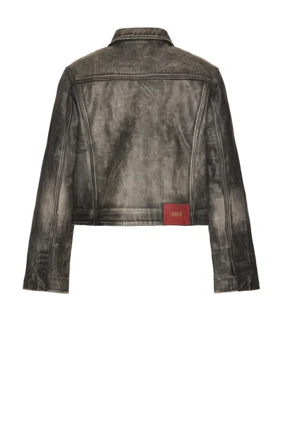 424 Leather Trucker Jacket Black