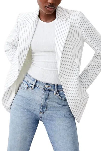 French Connection Whisper Pinstripe Blazer In Summer White/marine In White