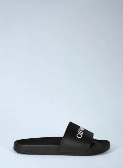 Off-white Logo Embossed Slip-on Slides In Black