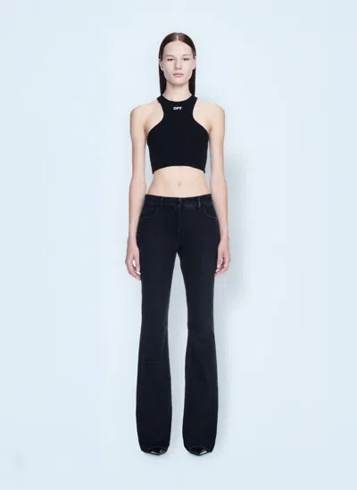Off-white Women Black Logo Cropped Top In Black
