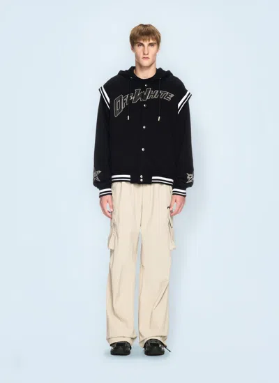 Off-white Black Varsity Sweatshirt With Press-stud Fastening And Bold Lettering