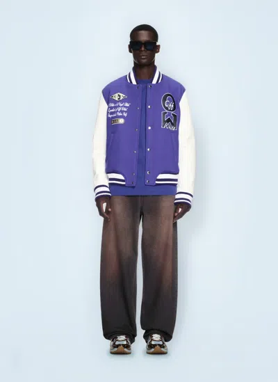 Off-white Off White Men Time Varsity Jacket In Purple