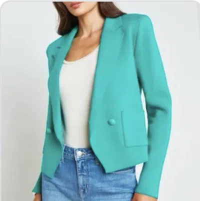 L'agence Sofia Knit Blazer In Bright Seafoam