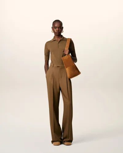 Ami Alexandre Mattiussi Ami High-waisted Light Wool Twill Trousers With Pleated Detailing In Brown