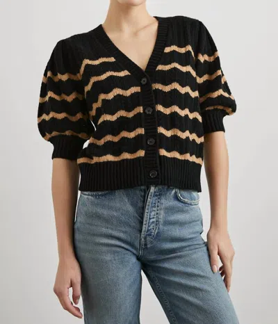 Rails Isla Short Sleeve Sweater In Black/camel