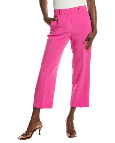 Theory Cropped Wool-blend Straight-leg Pants In Pink