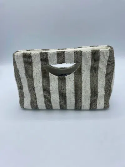 Tiana Floria Cutout Handle Clutch In Ivory/pewter