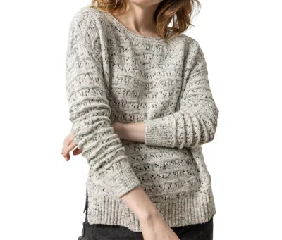 Lilla P Pointelle Boatneck Linen-blend S Sweater In Gray