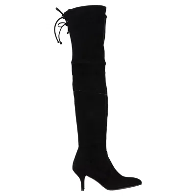 Stuart Weitzman Tiemodel Knee-high Boots In Black Suede