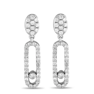 Lb Exclusive 14k White Gold 0.50ct Diamond Drop Earrings Er29663-w In Metallic